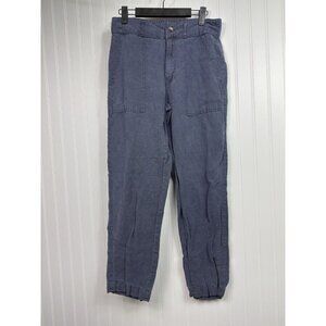 Cynthia Rowley Blue Linen Blend Straight Leg Pants Casual Women's Size 6 Coastal